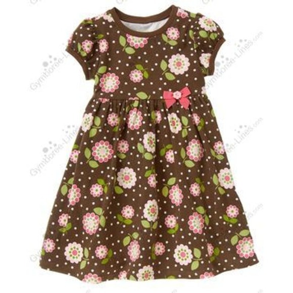 GYMBOREE 2012 Equestrian Club Flower Dot Bow Dress Brown Pink Girl's Size 7 - Picture 3 of 7